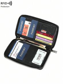 Ví đựng hộ chiếu chống RFID mới, có thể chứa nhiều hộ chiếu, dụng cụ sắp xếp giấy tờ du lịch, chất liệu mềm mại, khóa kéo, ví dài có dây đeo cổ tay có thể tháo rời, quà tặng ngày Valentine, vật dụng cần thiết khi đi du lịch cho vợ hoặc bạn gái, phù hợp cho kỳ nghỉ, du lịch gia đình, túi đựng hộ chiếu/ví du lịch, túi hành lý, túi xách du lịch, túi qua đêm, dung lượng lớn, dụng cụ sắp xếp du lịch, vật dụng cần thiết cho du thuyền, kỳ nghỉ, đồ dùng cần thiết cho nam và nữ, vật dụng cần thiết khi đi du lịch, đồ dùng cần thiết cho kỳ nghỉ. - màu đen - Xem 6