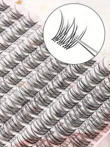 LIMEIKAI 120 Stück natürlich aussehende einzelne Büschel Wimpern, wischige gekreuzte Wimpern mit Fischschwanz-Design, weich und leicht, perfekt für tägliches oder Pendler-Make-up, mehrmals wiederverwendbar - C - Übersicht 7