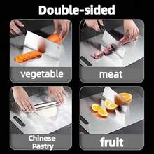 Bộ 1 Thớt thép không gỉ cao cấp - Bền, dễ vệ sinh, cần thiết cho nhà bếp, Thớt hai mặt bằng thép không gỉ, dễ lau chùi, thân thiện với dao và bền, Thớt thép không gỉ, thích hợp để cắt trái cây, rau củ và thịt, Phụ kiện bền bỉ, dễ mang theo, Quà tặng ngày lễ, Có nhiều kích cỡ để tiết kiệm không gian, Chống gỉ, Thích hợp cho thực phẩm - Bạc - Xem 2