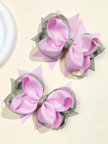 2Pcs 5 Inch Girl Hair Bow Fashionable Teenagers Hair Bows With Clips For Festivals Party - Multicolor - View 6