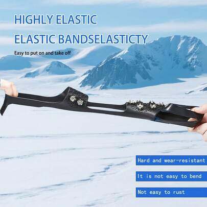 1 Pair 10-Teeth Steel Crampons Anti-Slip Shoe Covers, Suitable For Hiking, Ice Climbing, Hunting, Running, Winter Walking Heavy Duty Non-Slip Shoe Covers, Snow And Ice Traction Cleats For Boots And Shoes, Outdoor Gear For Snow, Ice, And Rocky Terrain