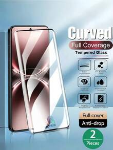 2片装3D曲面钢化玻璃屏幕保护膜，兼容三星Galaxy、红米、荣耀、Realme、OPPO、VIVO、一加等手机。无气泡，易于安装，贴合牢固。支持指纹解锁，经久耐用，防碎裂，全屏覆盖，触控灵敏，易于安装/防摔防刮。 - 無色 - 查看 72