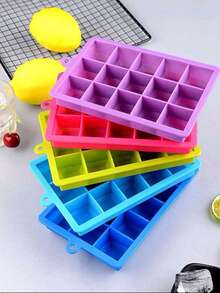 1pc 15-Cavity Or 24-Cavity Purple Silicone Ice Cube Tray With Lid, Home Use - Multicolor - View 7