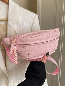 这款星形图案的腰包/胸包，采用麦穗拉链设计，简约时尚，容量大，拉链开合。适合日常使用、户外活动和骑行。配有可调节肩带，是节日送礼的理想之选。现有黑色、白色、粉色和红色可选。 - 彩色 - 查看 4