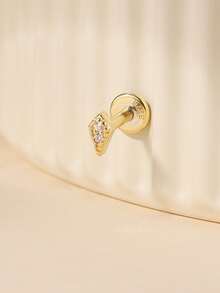 1件装925纯银耳环，女士简约平底耳骨钉，耳廓钉，耳软骨钉，适合日常佩戴、婚礼、派对、订婚等场合，精美珠宝 - 金色 - 查看 3