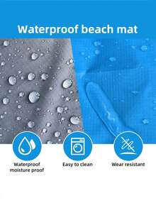 1PC Lightweight Oversized Picnic Beach Blanket Sandproof, Large Picnic Mat For Beach Travel Camping Hiking Machine Washable Includes: 1 Beach Mat, 4 Fixing Piles, 1 Buckle, 1 Small Package