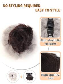 Low Bun Synthetic Wig With Hair Clip, Plush Hair Tie, Updo, And Volume Wig At The Back Of The Head. - Multicolor - View 2
