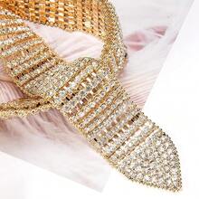 Barry.Wang Rhinestone Belts For Women Silver Gold Bling Belt Diamond Crystal Studded For Jeans Dress Bridesmaid Bridal Ladies - GoldShinng腰鍊免費贈品 - 查看 6
