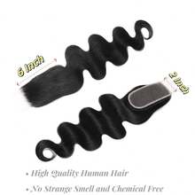 Body Wave Lace Closure Human Hair 2X6 Transparent Lace Closure Free Part Virgin Hair Lace Closure With Baby Hair Natural Black - Natural Black - 查看 3