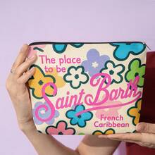 1 Makeup Bag, St. Barth Floral Postcards, A Stylish Wallet With A Zipper, A Snack Bag For Work, A Skincare Product Storage Bag, A Makeup Pouch With Double-Sided Printed Patterns - A Student Stationery Organizer - A Holiday Gift - 9.25*6.89 英寸 - 查看 8