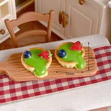 仿真迷你抹茶果酱草莓奶油蛋糕瑞士卷娃娃屋桌面甜点装饰玩具微缩食物玩奶油胶DIY冰箱贴纸材料配件摄影道具模型风格随机 - 綠色 - 查看 9