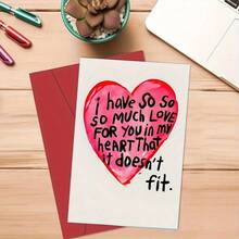 1pc Creative Anniversary Cards, Anniversary Gifts With Sincere Emotions, Suitable For Anniversary Gifts For Partners, Couples, Lovers On Anniversary Day, "I Have So So So Much Love For You In My Heart That If Doesn't Fit." - 紅色 - 查看 7