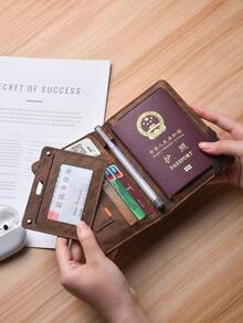 Fashionable High-Capacity Multi-Function Passport Holder, Stylish Travel Document Card Case - Multicolor - View 4