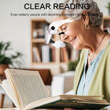 Head-Mounted Magnifying Glass With LED Lighting, Adjustable Headband, 5 Interchangeable Lenses 1.0X/1.5X/2.0X/2.5X/3.5X, Suitable For Reading, Repairing, Jewelry Processing, Electronic Repair - White - View 11