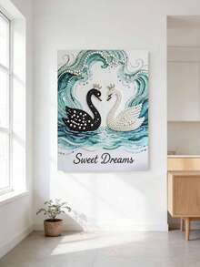 新款珍珠画黑白天鹅无框DIY手工粘贴钻石创意钻石画套装，适合卧室装饰、客厅挂画、房间装饰、艺术品、生日礼物、圣诞节、新年、情人节、充满创意的节日礼物。 - 彩色 - 查看 1