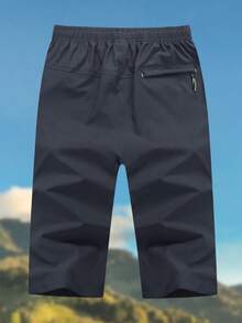 Men's Summer Quick-Dry Capri Pants 3/4 Length Jogging Pants Outdoor Lightweight Sportswear With 3 Zipper Pockets - Navy Blue - View 2