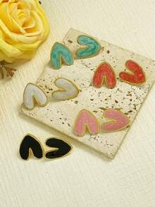 福袋 - 色彩缤纷的精致贝壳耳环，滴油几何心形耳环，耐用珐琅彩色耳环，百搭个性耳环，适合女性佩戴，可用于婚礼、派对、嘉年华、圣诞节、情人节、母亲节等场合，也适合日常佩戴和聚会。 - 彩色 - 查看 8