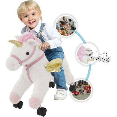 . Juguete Montable A Pedal Mecedora para Niños de Figuras de Animales (Blanco),40793168
