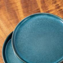 vancasso The 12-Piece Matte Blue, Kiln-Turned Ceramic Tableware Set With Curved Rim Is Suitable For 4 People