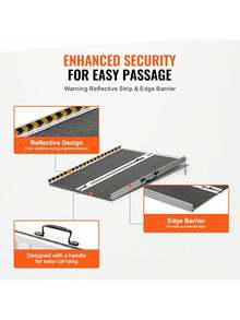 Portable Wheelchair Ramp 2FT, Non-Slip Aluminum Folding Handicap Ramp, Door Threshold Ramps For Wheelchair For Home,Wheel Chair Ramp Steps, Cars, Scooter, Cart, Curbs, Stairs - Black - View 4