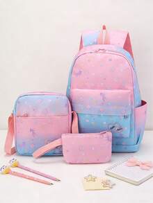 3pcs/Set Girls Backpack Set, Kids School Bag With Lunch Box, Elementary Student Outdoor Backpack - Multicolor - View 1