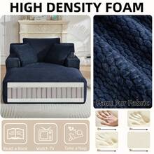 Oversized Chaise Lounge Chair - Upholstered Couch Cloud Boneless Chair,Deep Seat Sleeper Sofa With Cup Holders And Side Pockets,Comfy Reading Chair For Living Room - 寶藍色 - 查看 3