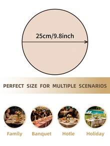 1/2/4/6pcs Ditsy Floral Embroidered Solid Color Round Placemats, Bohemian Style Kitchen Decor, Dining Table Mats, Coasters For Cups/Bowls/Plates, Non-Slip, Suitable For Holidays, Parties, Birthdays, Weddings, Dinners, Offices, Coffee Tables, Home Decor, All Seasons - Champagne - View 4