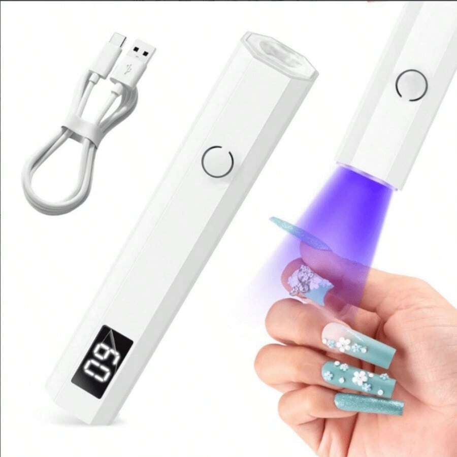 便携式UV美甲灯，凝胶美甲灯，可充电UV LED美甲烘干灯，带2个定时器，USB充电美甲烘干机，迷你美甲灯，美甲爱好者的理想之选 - 白色 - 查看 1