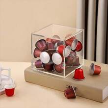 Caixa de acrílico transparente com tampa, para armazenar sachês de café transparentes e acessórios. Caixa transparente com tampa articulada. - Claro - Ver 6