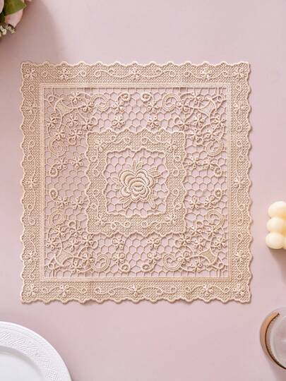 1/2/4/6件装波西米亚风方形餐垫，纯色及花卉刺绣，防滑杯垫，适用于餐桌、厨房、办公桌、咖啡桌、家居装饰，适合节日、派对、婚礼及所有季节。