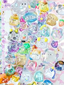 3D Cute Stickers, Exquisite Decorative Stickers, Made Of Sponge And Plastic, Two Styles Available. Can Be Used To Make Sticker Books, Notebooks, Refrigerator Magnets, And Decorate Phone Cases. Also Suitable For Family Gatherings, Birthday Parties, Christmas, And Other Occasions. Recommended As Gifts For Friends And Children. - Multicolor - View 5