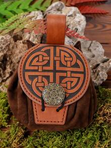 Medieval Viking Style Waist Bag - PU Leather Renaissance Coin Pouch, Ideal For Hiking, Cosplay & Halloween Gifts - Brown - View 3
