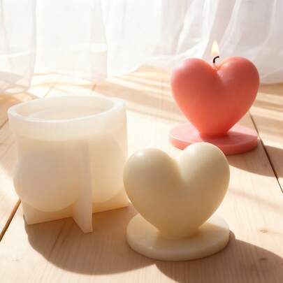 1 pieza Molde de silicona para vela con forma de corazón, decoración sencilla para el hogar, elemento esencial para confesiones y regalos, hecho a mano, desmoldado sencillo, molde reutilizable.
