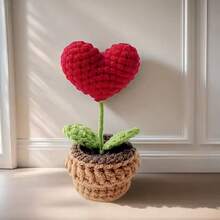 1pcs Mini Crochet Heart Flower Pot Desktop Decor - Đỏ - Xem 6