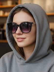 1pc Women's Semi-Metal Cat Eye Small Frame Hollow Leg Retro Elegant Minimalist Casual Daily Versatile Hip-Hop European And American Influencer INS Fashion Glasses, Suitable For Street Photography - Multicolor - View 6