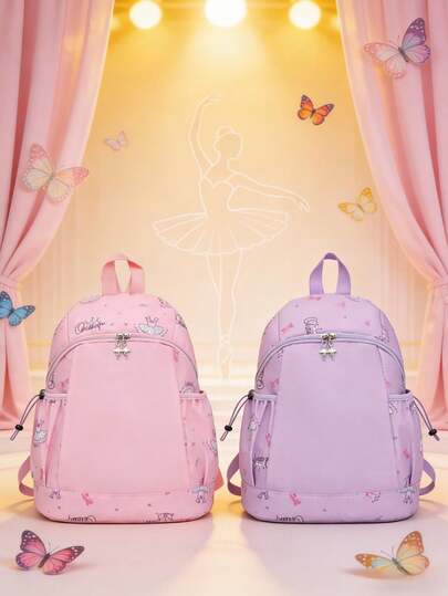 这款迷你新款时尚简约的纯色芭蕾舞裙印花双肩包，完美契合秋冬季节。采用拉链封口设计，适合日常使用、外出、上学和旅行。也是一份绝佳的生日或圣诞礼物。印花图案位置随机。