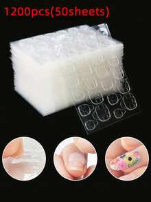 4800pcs(200sheets)/2400pcs(100sheets)/1200pcs(50sheets) Double-Sided Nail Glue Suitable For Nail Stickers, Jelly Double-Sided Adhesive Stickers, DIY Nail Art Stickers Nails - Army Green - View 13