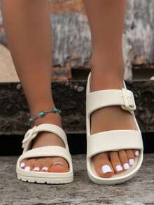 青少年时尚平底凉鞋，透气户外休闲拖鞋，舒适家居拖鞋