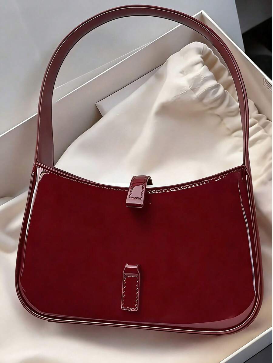 Fashionable Single Shoulder Bag Elegant Daily Commute Handheld Bag - 酒紅色 - 查看 1