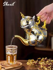 shoxil 1 pièce Cafetière traditionnelle arabe en acier inoxydable de 36 oz, théière à la menthe marocaine, cafetière du Moyen-Orient - Convient pour le café/thé/célébration/fête/cadeau/maison du Moyen-Orient - Cafetière - Voir 7