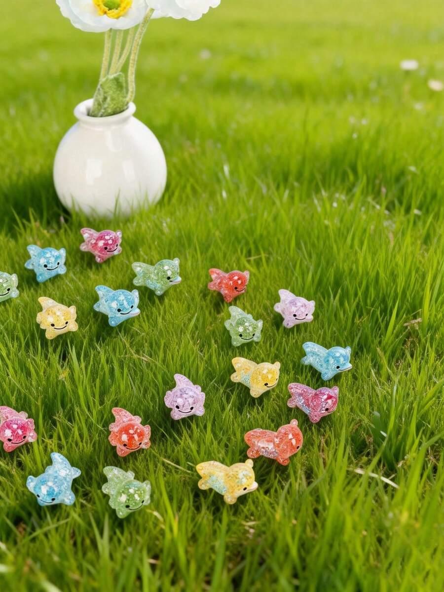 10/20个迷你树脂闪亮墨西哥钝口螈摆件，可爱精致的装饰品，非常适合DIY仙女花园/玻璃生态瓶/盆栽植物装饰/微景观工艺/花园装饰/汽车内饰配件/派对礼品，理想的生日礼物（颜色随机） - 彩色 - 查看 1