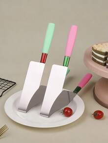 1pc Glitter Triangle Cake Slicer, Elegant Cake Transfer And Cutting Tool, All-In-One Cake Lifter, DIY Food Slice Cutter, 430 Stainless Steel Blade, Non-Slip Plastic Handle, Essential For Birthday Party, Wedding Desserts, Baking Enthusiasts Recommended - Multicolor - View 9
