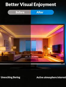 3ft-100ft LED Light Strip, TV LED Backlight, USB Powered, Adjustable Color Temperature & Brightness, Button Control, Plug And Play, Easy Installation, Decorative Night Light, Suitable For Home, Bedroom, Living Room, Holiday, Kitchen, Ceiling, Desk, Home Kitchen Decor, Party - Colored Light - View 6