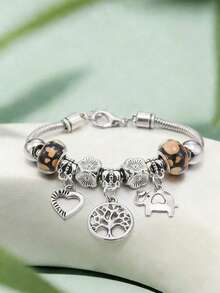 1件复古大象造型时尚银色金属手链，适合女性日常佩戴和约会，是送给朋友的完美礼物。 - 復古銀色 - 查看 11