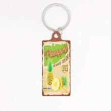 1个金属双面UV印刷水果元素钥匙扣，男女通用时尚配饰包包挂饰钥匙圈，适合作为礼物 - 彩色 - 查看 12