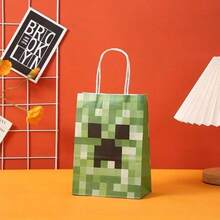 8个装我的世界主题派对礼品袋，像素设计糖果袋，生日派对礼品袋，装饰手提袋，情人节，生日礼物，斋月用品，母亲节礼物，购物袋，派对用品，手工手提袋，派对小礼物，生日装饰，派对小礼物装饰，婚礼装饰，派对用品 - 彩色 - 查看 3