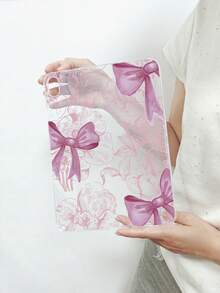 Bow-Knot Sweet Style Floral Bow Transparent Shockproof Aesthetic IPad Protective Case, Compatible With IPad 11th Generation, IPad A16, 10th Generation IPad And Other IPad Models - Clear - View 16