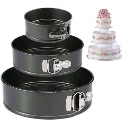 1 Set Non-Stick Cake Baking Pans, Includes 4", 7", 9", 10" Sizes, Suitable For Cakes & Cheesecakes, Leak-Proof, With Removable Bottom