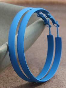 1 Pair Fashionable Glossy Neon Color Hoop Earrings, Suitable For Women's Daily Wear - One Size - View 8