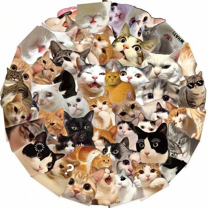 50pcs Cute And Funny Cat Stickers, Creative Doodle Stickers, Office Supplies, Mobile Phone And Computer Stickers, High-Value, Waterproof, Durable, Cool Stickers, Fun, Classic Gift Decorations, Great Value Pack.